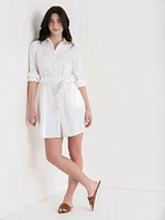 Roll Sleeve Shirtdress with Belt