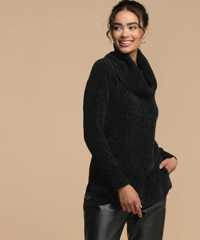 Chenille Cowl Neck Tunic Sweater