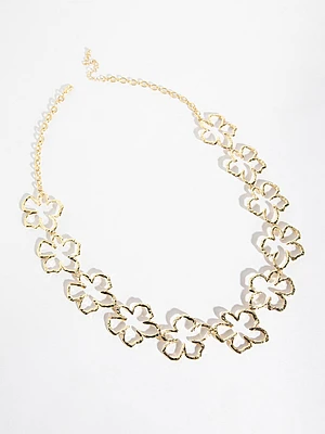 Gold-Plated Hollow Flower Necklace