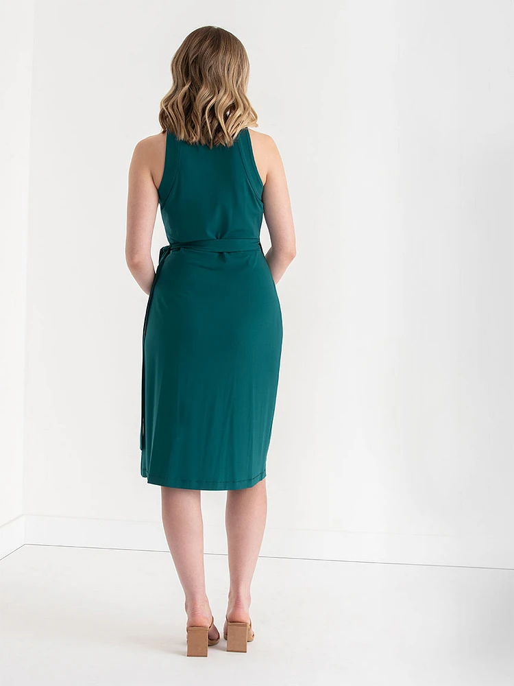 Sleeveless Midi Wrap Dress