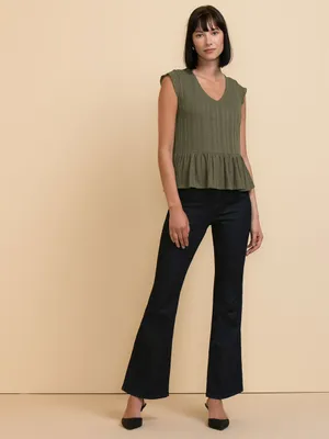 Short Sleeve Peplum Top with Tank
