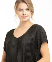 Plisse V-Neck Bubble Top