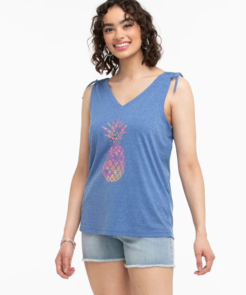 Multi-Colour Tie Shoulder Tank Top