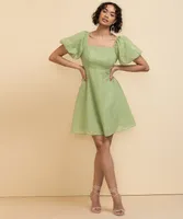 Puff Sleeve with Tie-Back Dress
