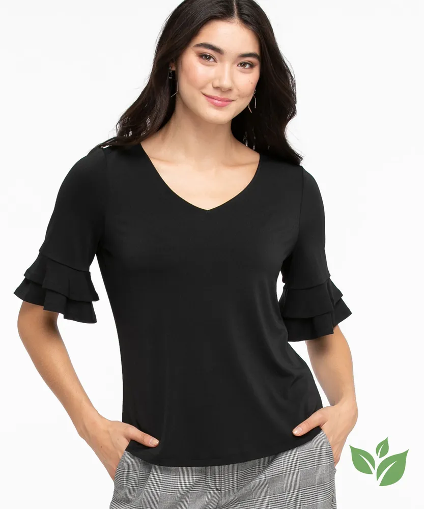 Eco-Friendly Flounce Sleeve Top