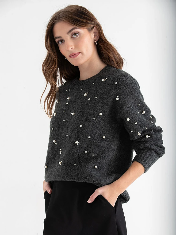 Jeweled Pullover Sweater