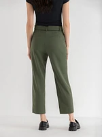 Belted Straight Crop Pant Scuba Crepe