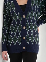 Argyle Button Front Cardigan