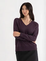 Long Sleeve Cashmere-Blend V-Neck Sweater