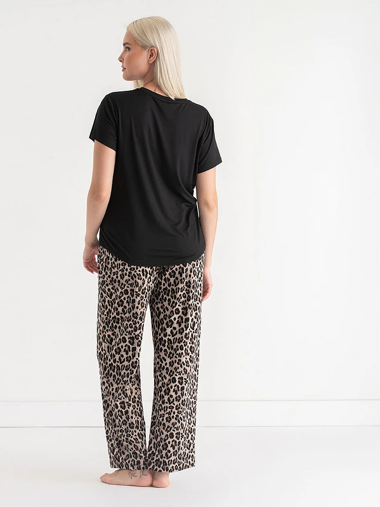 T-Shirt and Print Pants Pajama Set