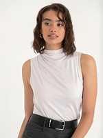 Sleeveless Cowl Mock Neck Top