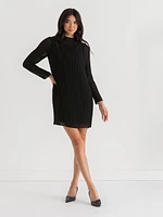 Mock Neck Box Pleat Dress