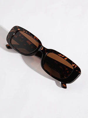 Rectangle Frame Sunglasses with Case