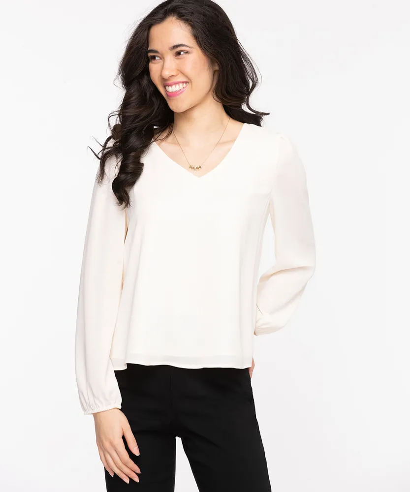 Long Sleeve V-Neck Blouse