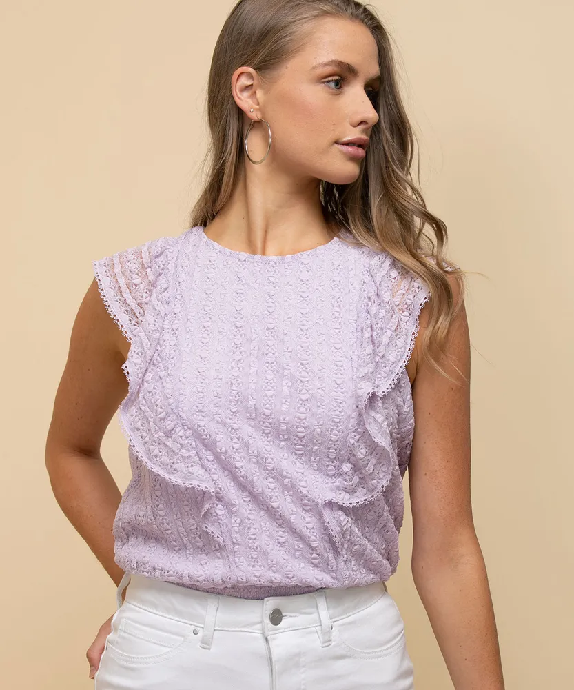 Lace Top with Ruffle Detail