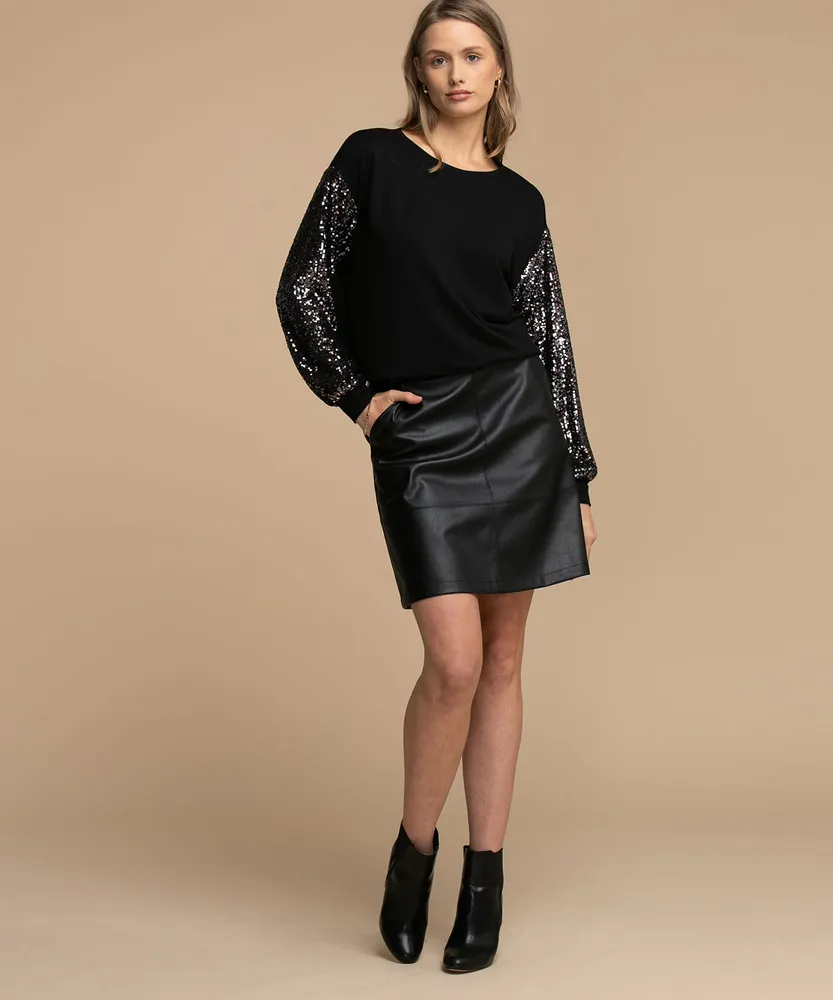 Sequin Sleeve Sweatshirt