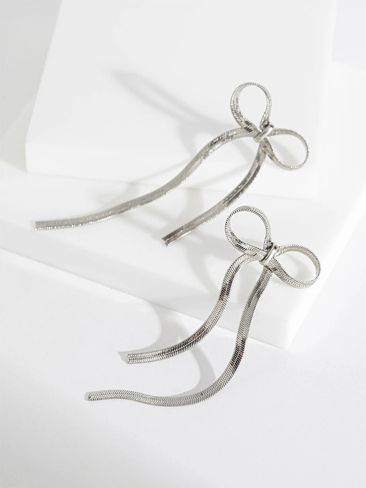 Flat Chain Bow Earrings