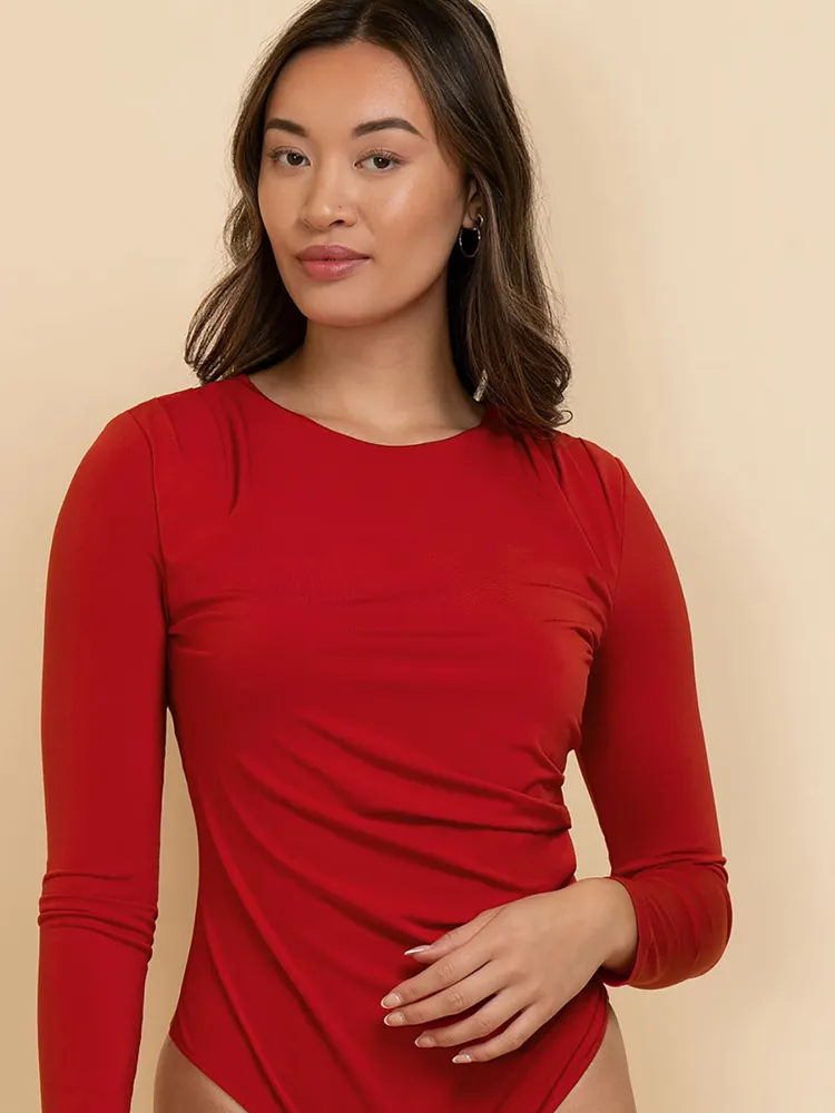 Long Sleeve Bodysuit with Pleats