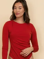 Long Sleeve Bodysuit with Pleats