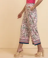 Printed Pull-On Wide-Crop Pant