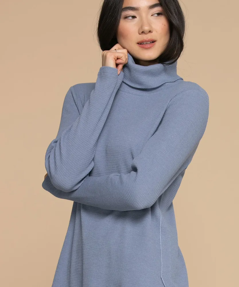 Long Sleeved Turtleneck Waffle Top