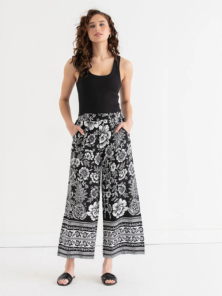 Linen Wide Crop Pant