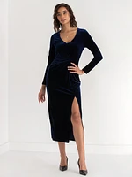 Velvet Drape Waist Dress