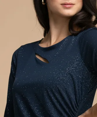 Shimmery Side-Ruched Cutout Top