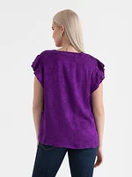 Flutter Sleeve V-Neck Blouse