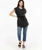 Eco-Friendly Drawstring Waist Tunic Top