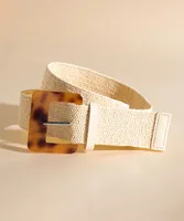 Straw Stretch Belt with Square Buckle