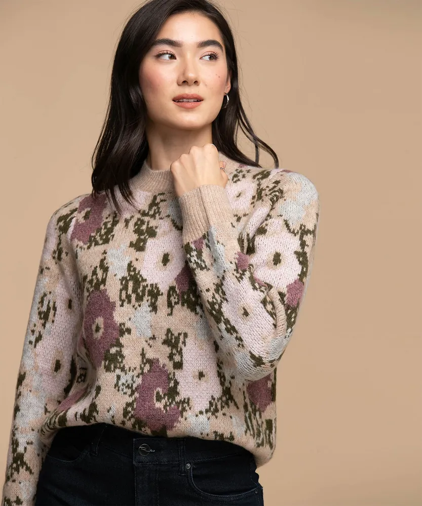 Floral Pattern Pullover Sweater