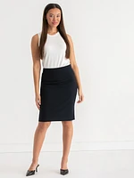 Basic Pencil Skirt Pinstripe Luxe Tailored