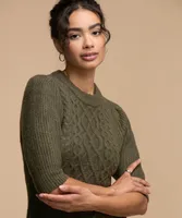 RD Style Cable Knit Puff Sleeve Sweater