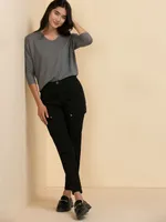 Easy V-Neck Hacci Knit Top