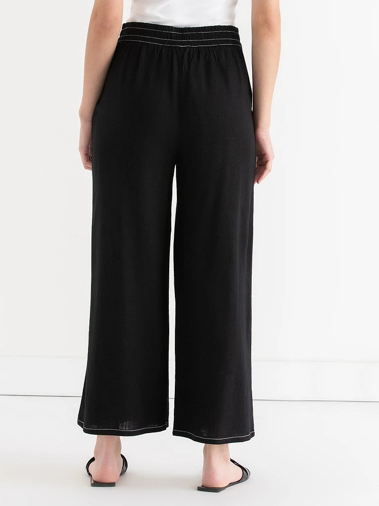 Viscose Linen Wide Crop Pant