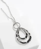 Long Silver Necklace With Molten Pendant