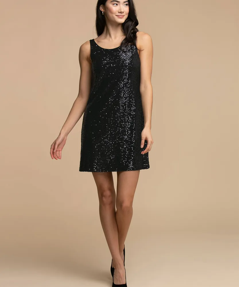 Sleeveless Drape Back Sequin Dress