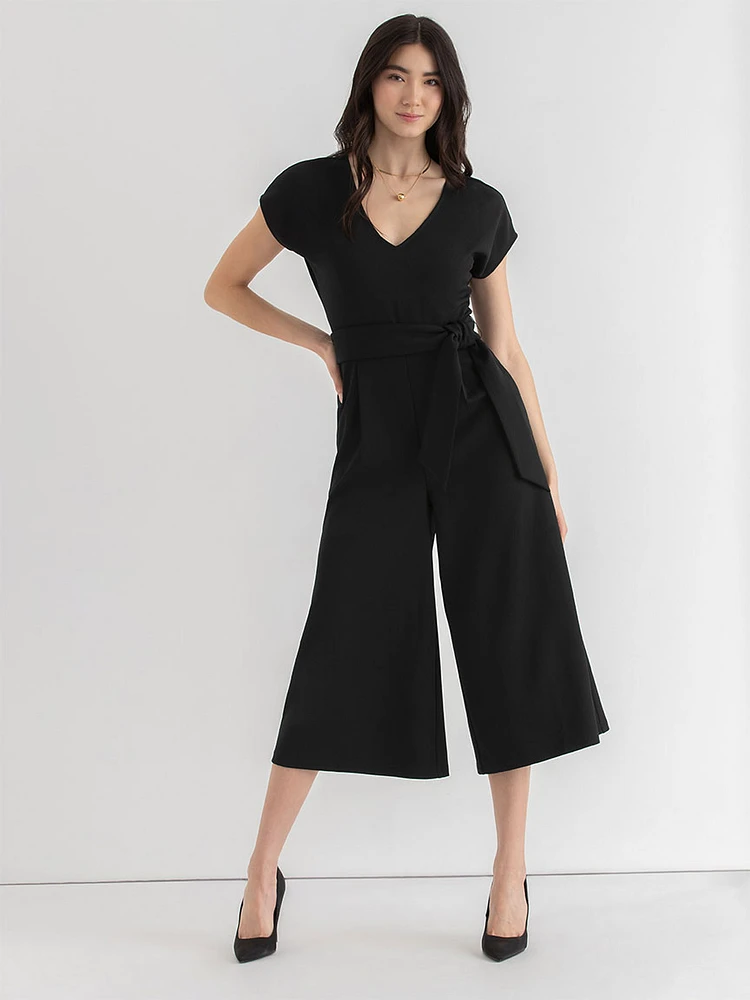 Venus Wide Crop Jumpsuit Iconic Crepe