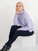 Mock Neck Cable Sweater