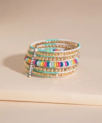 Bright-Coloured Beaded Cuff Bracelet