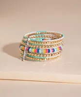 Bright-Coloured Beaded Cuff Bracelet