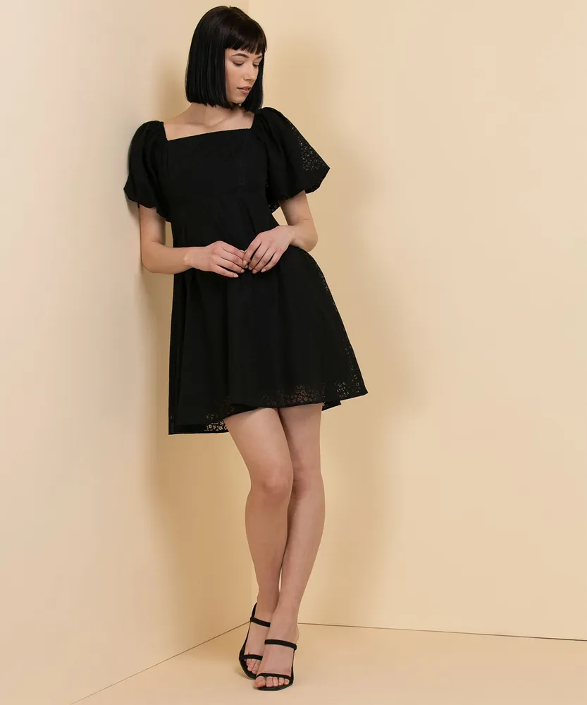 Puff Sleeve with Tie-Back Dress