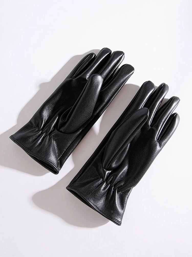 Faux Leather Gloves