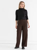 Cargo Wide Leg Crepe Pant