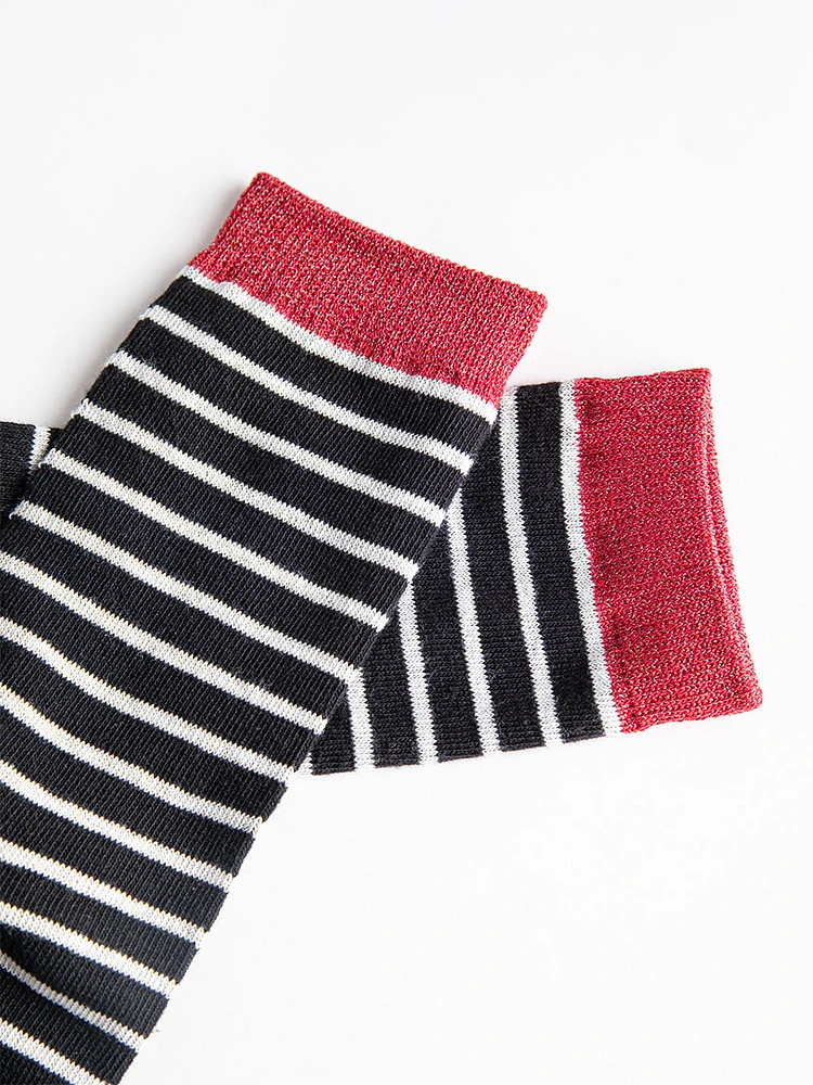 Striped Crew Socks with Shimmer