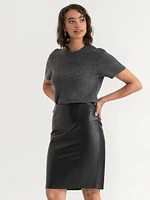 Faux Leather Pencil Skirt