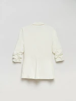 Hampton 3/4 Ruched Sleeve Ponte Blazer
