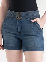 Stitch Waistband Denim Shorts