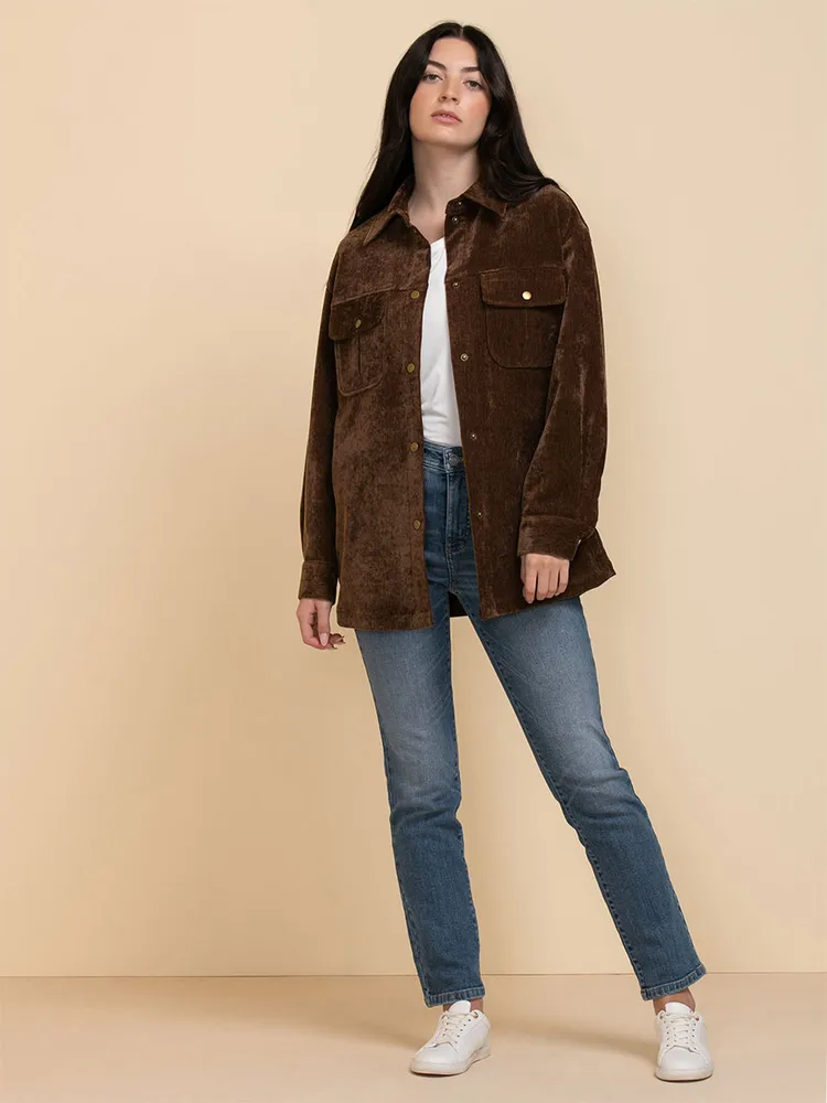 Oversized Corduroy Button-Up Jacket